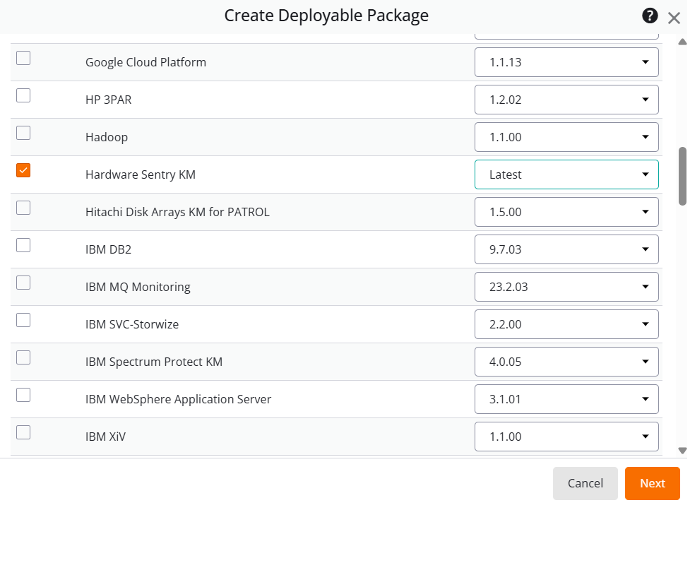 Selecting the Operating System, Platform and Hardware Sentry KM