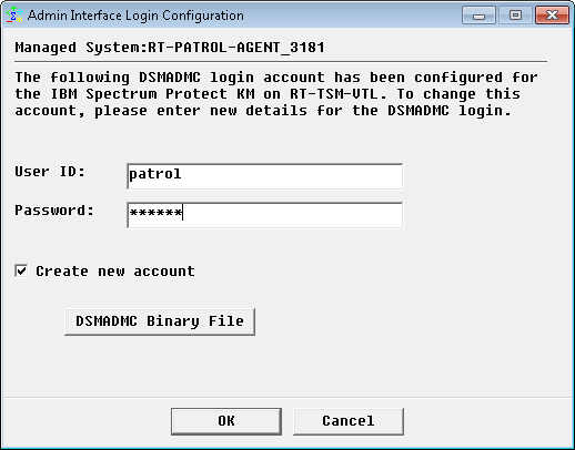 Admin Interface Login Configuration Dialog