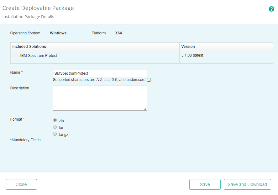 Providing the Installation Package Details