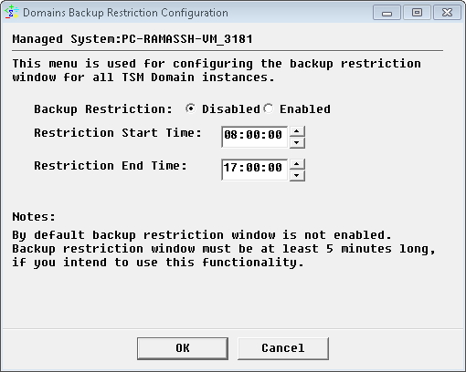 Domain Backup Restriction Window