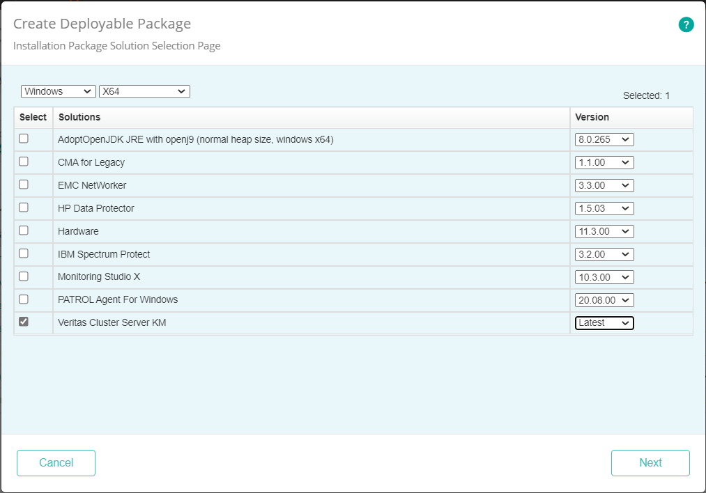 Selecting the Veritas Cluster Server KM Solution