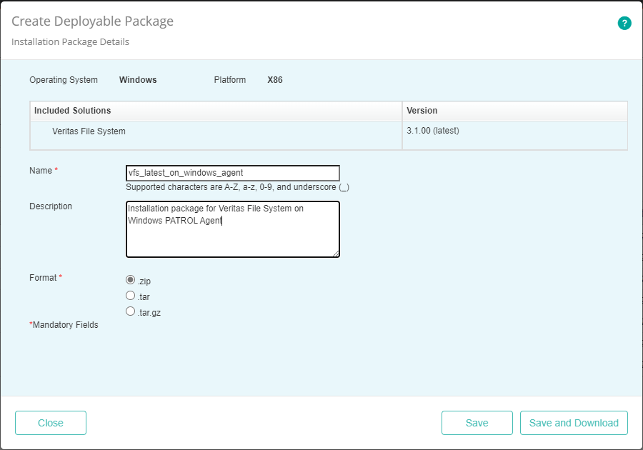 Providing the Installation Package Details