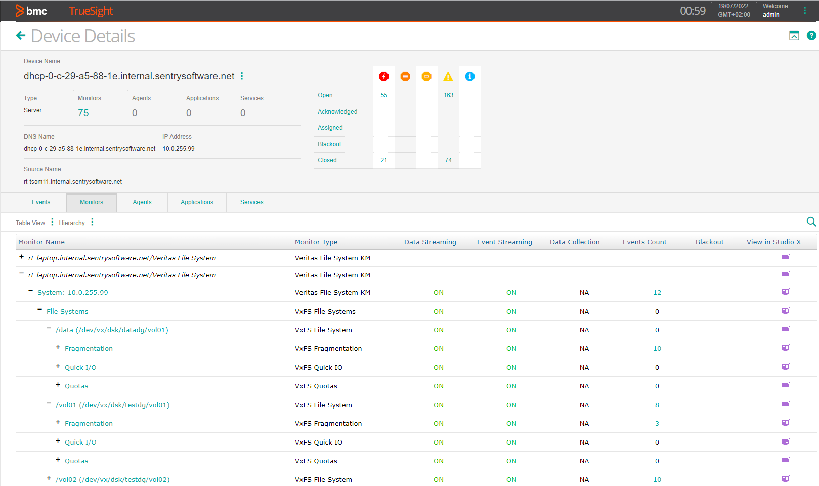 Displaying the Veritas File System Instances