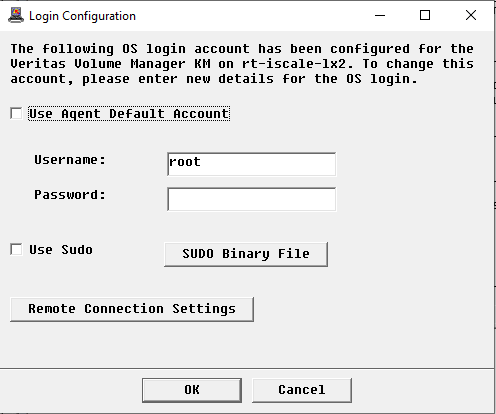 Login Configuration dialog